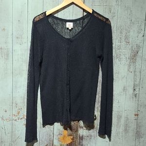 L.A. Blend sheer black open weave sweater